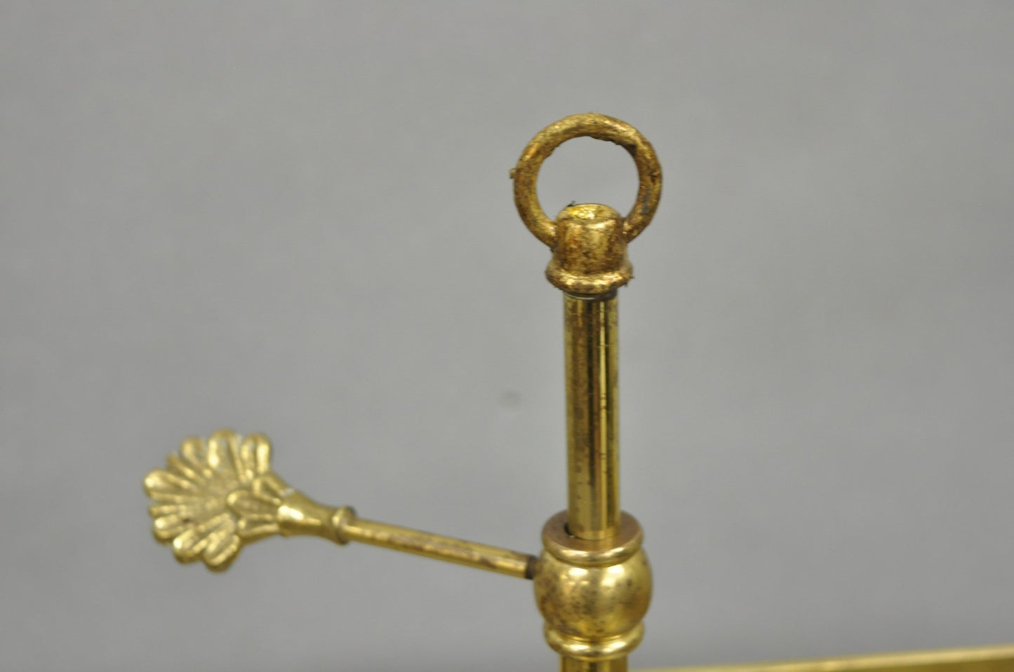Vintage French Empire Style Brass Candlestick Bouillotte Desk Lamp w/ Tole Shade