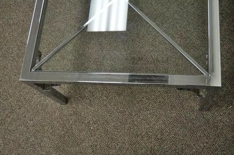 Mid Century Modern Chrome X-Frame Glass Top Hollywood Regency Coffee Table