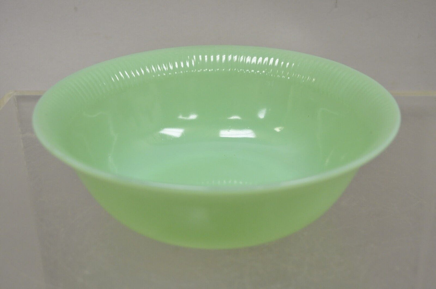 Vtg Fire King Oven Ware Green Jadeite Ribbed Jane Ray 8.25" Serving Bowl - 2 Pcs