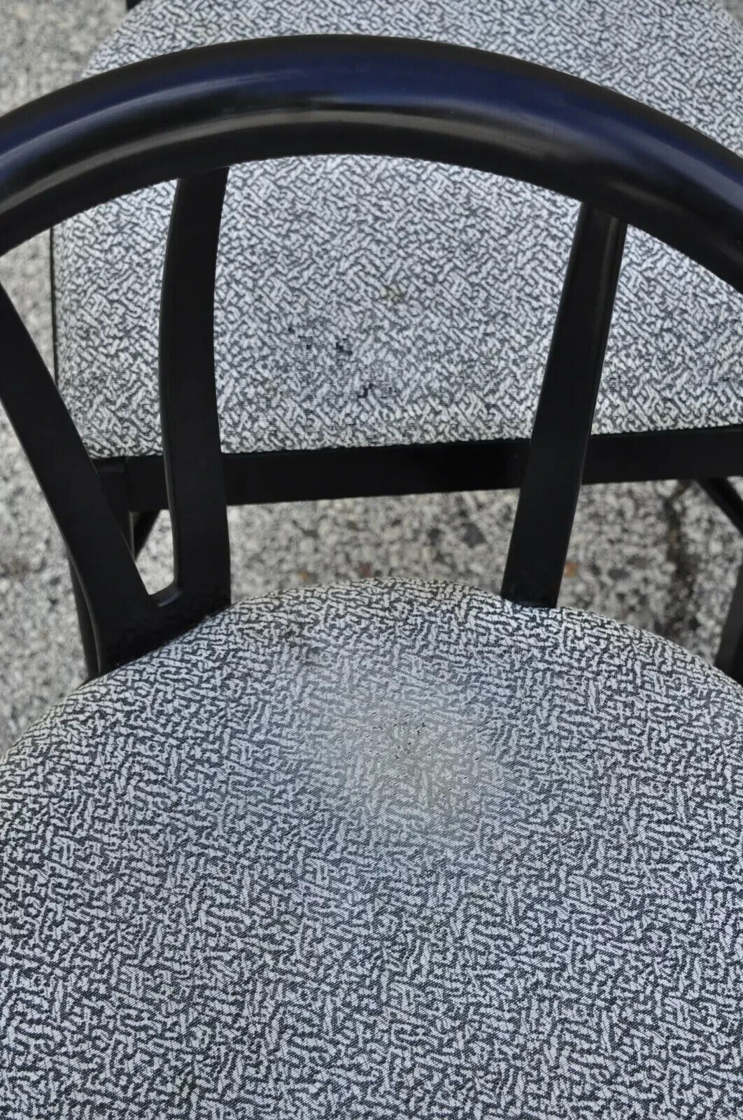 Mid Century Modern Black Lacquer Wishbone Dining Chairs by Blowing Rock Set of 6