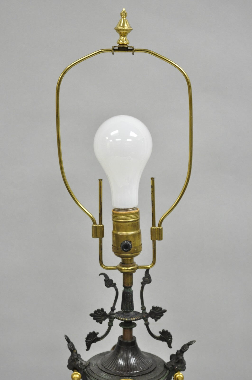 Antique French Empire Neoclassical Bronze & Marble Small Figural Table Lamp