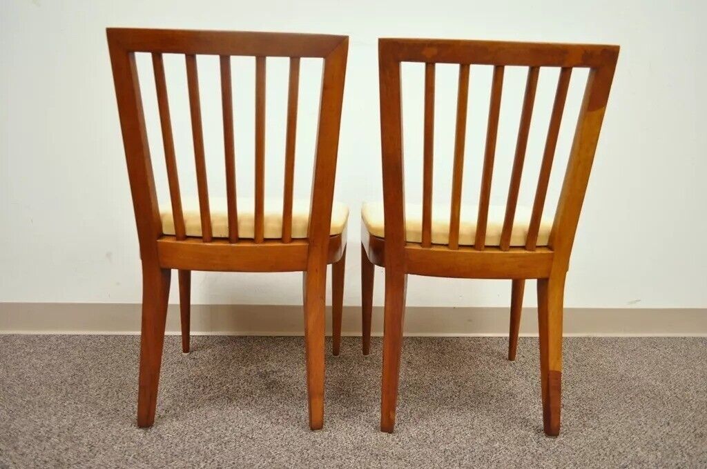 Vintage Paul McCobb Style Mid Century Modern Maple Slat Back Dining Chair - Pair