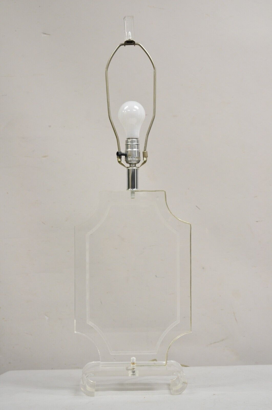 Vintage Mid Century Modern Sculpted Clear Lucite Octagonal Table Lamp