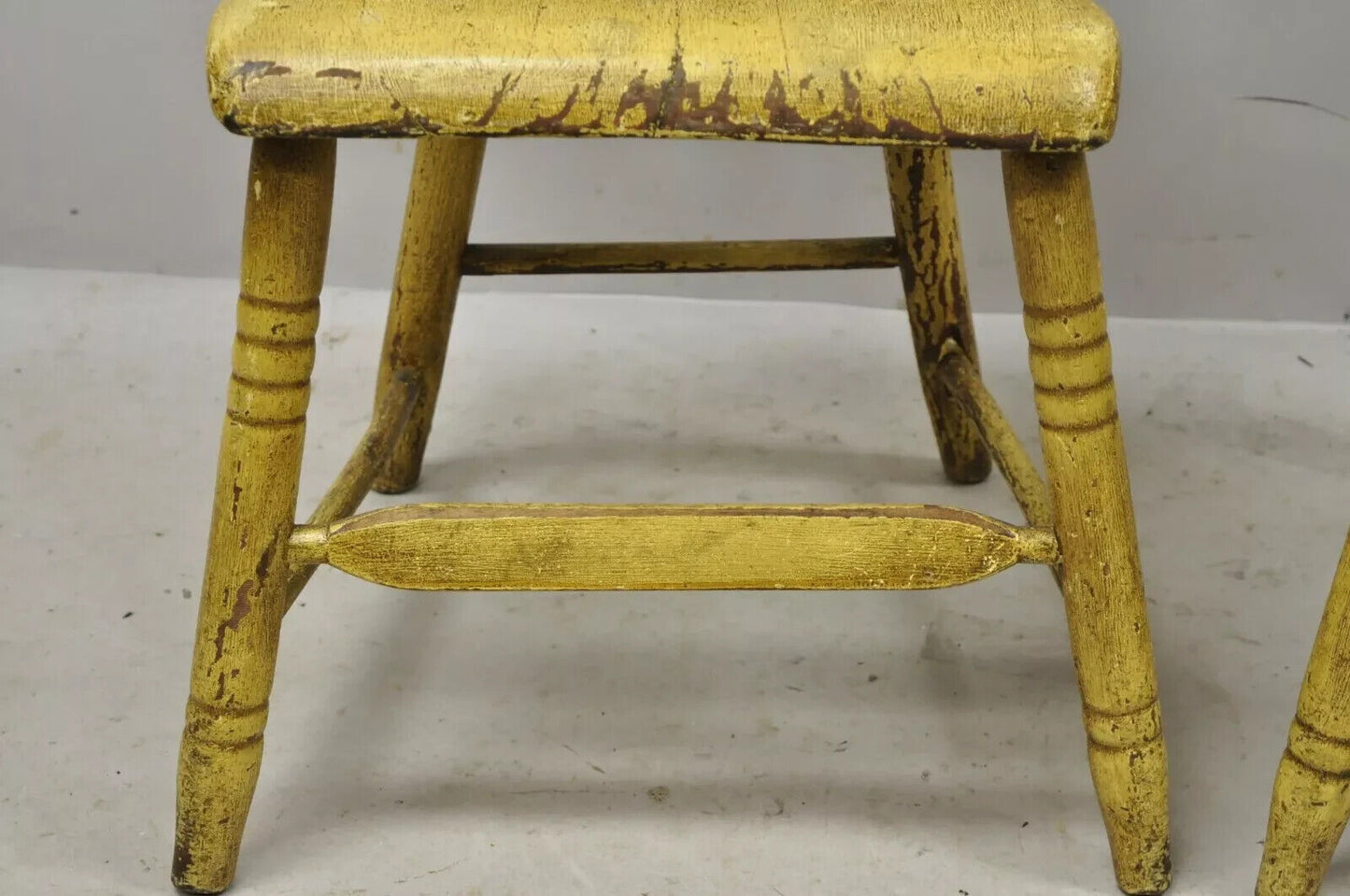 Frederick Loeser & Co Yellow Primitive Hitchcock Style Side Chairs - Pair (B)