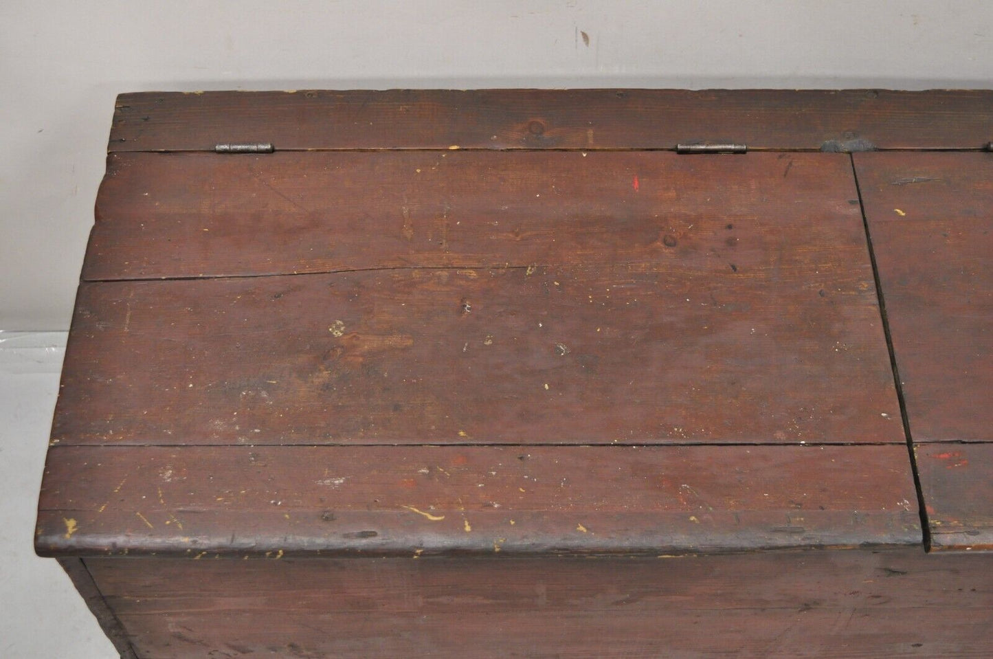 Antique Large 64" Double Storage Pine Wood Primitive Country Blanket Chest Trunk