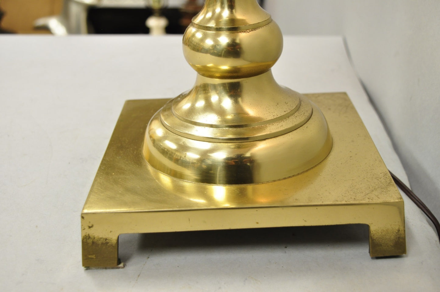 Vintage Hollywood Regency Gold Brass Tall Candlestick Table Lamp Made In Japan