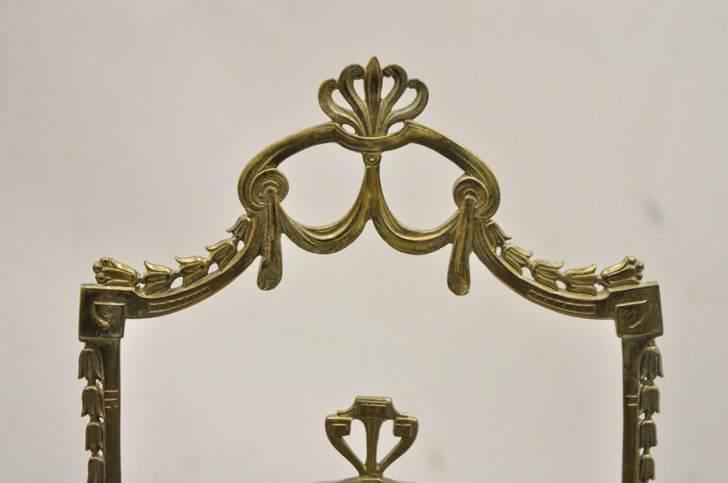 Antique German Art Nouveau Brass Metal Pickle Castor w/ Etched Glass Insert