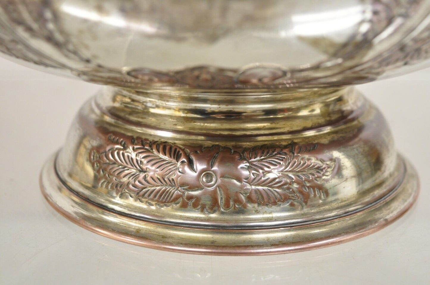 Antique English Regency Victorian Floral Repousse Lion Punch Bowl Ice Bucket