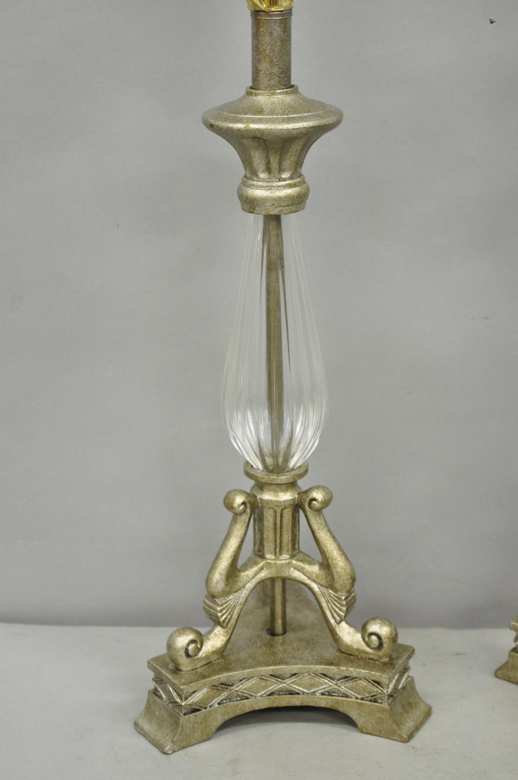 Contemporary Tuscan Mediterranean Style Glass and Resin Table Lamps - a Pair