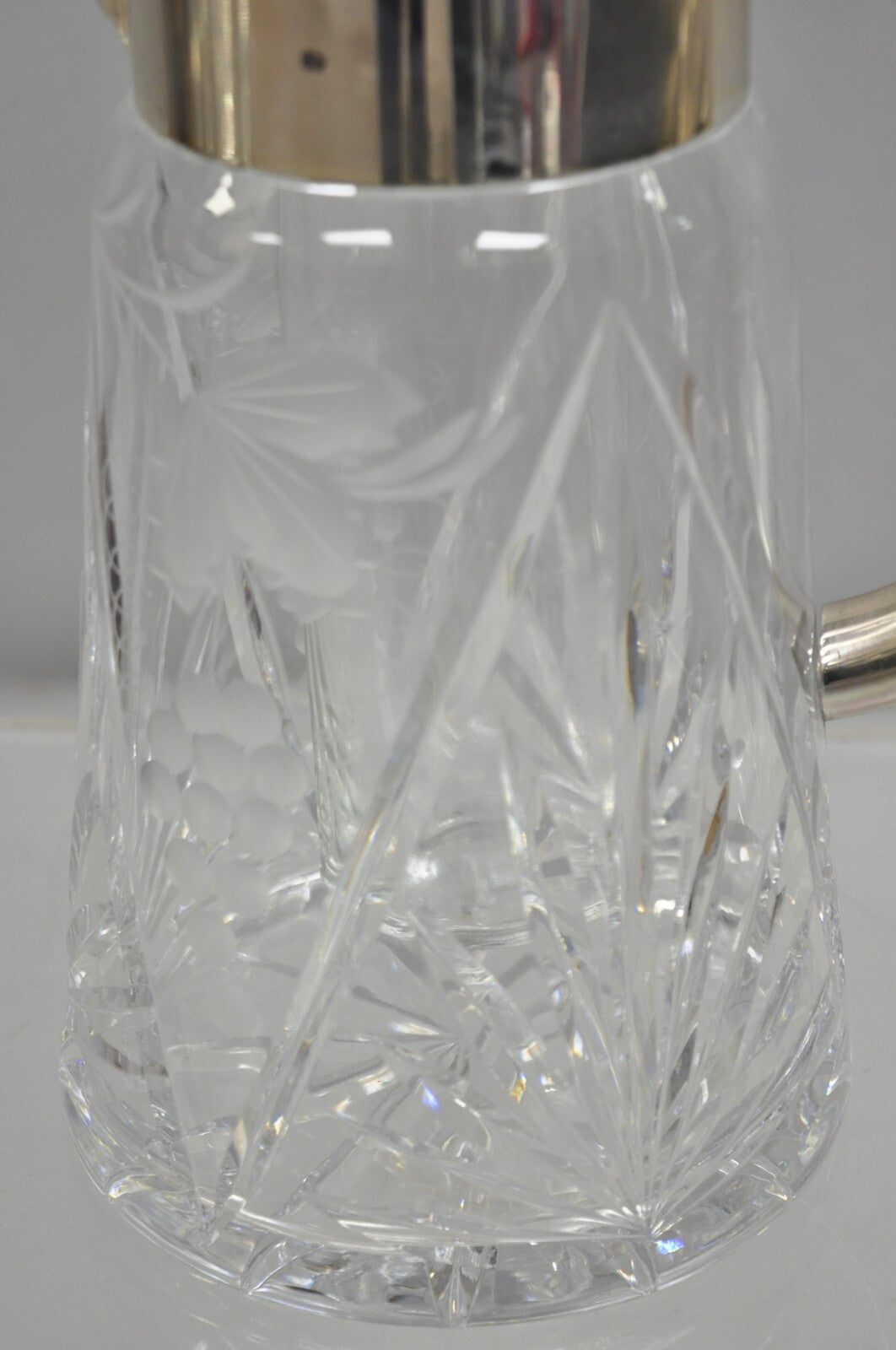 Antique Victorian German Silver Plated Cut Crystal Glass Lemonade Water Pitcher