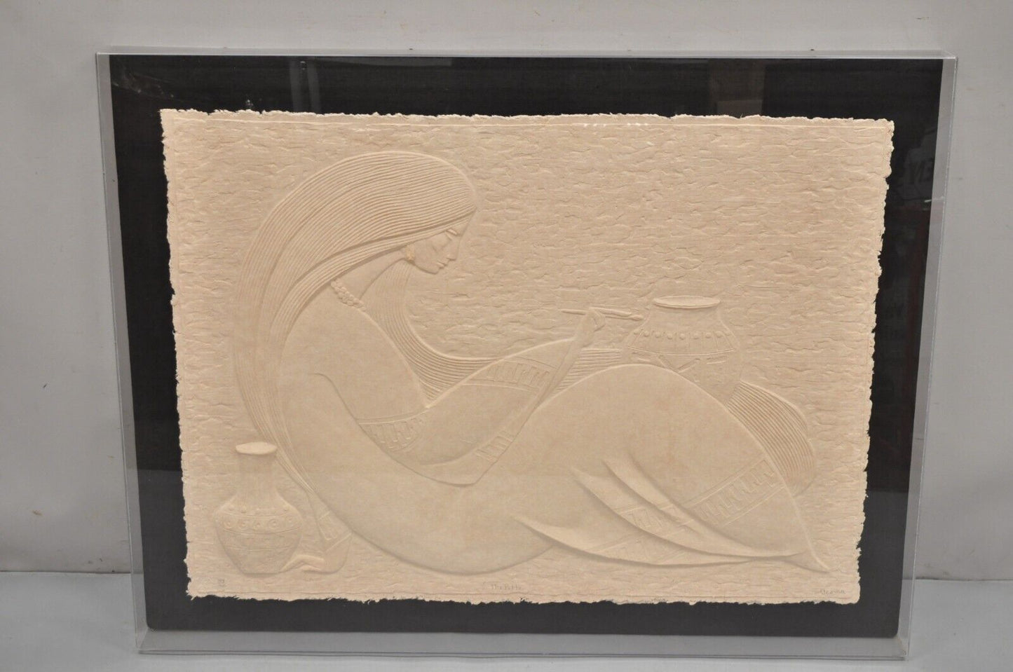 "The Potter" by Acoma Art Large Cast Embossed Paper 3D Acrylic Shadow Box Frame