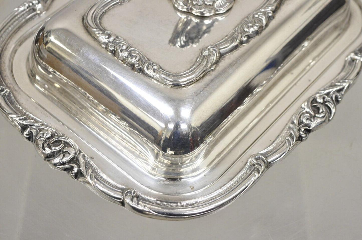 Vintage Gorham Black Starr Silver Plated Lidded Vegetable Serving Platter Dish