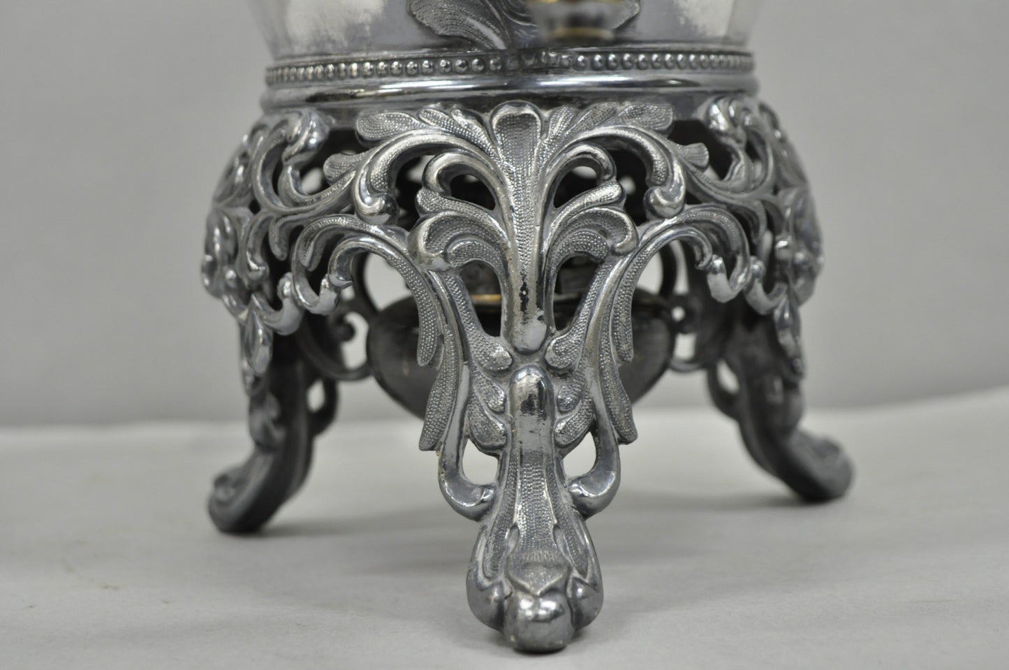 Antique Art Nouveau English Silver Plated Floral Repousse Samovar Coffee Tea Pot
