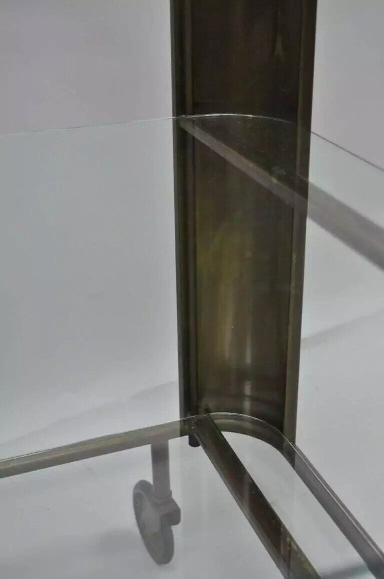 Mid Century Italian Modern Bronze & Glass Modernist Bar Tea Cart Trolley Server