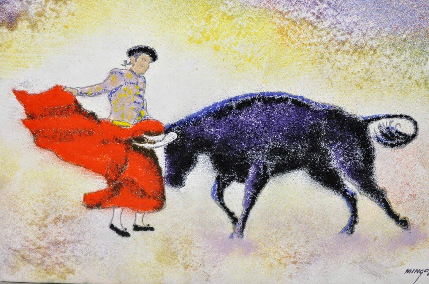 Dom Dominic Mingolla Enamel on Copper Painting Spanish Matador 9 x 12 - a Pair