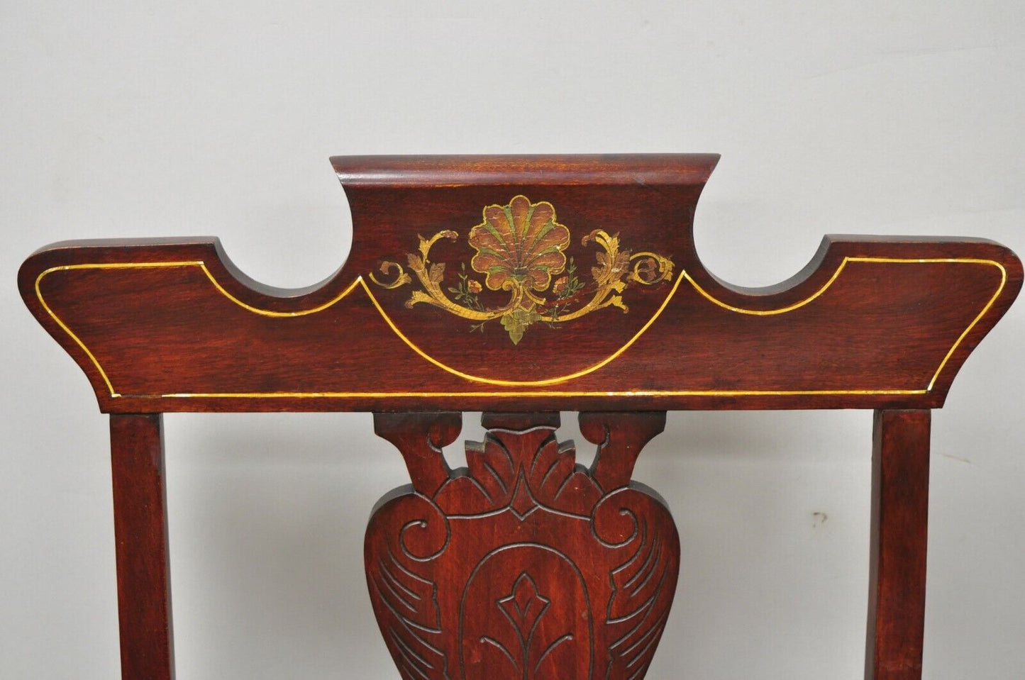 Pair of Antique Eastlake Victorian Mahogany Inlaid Parlor Arm Chairs