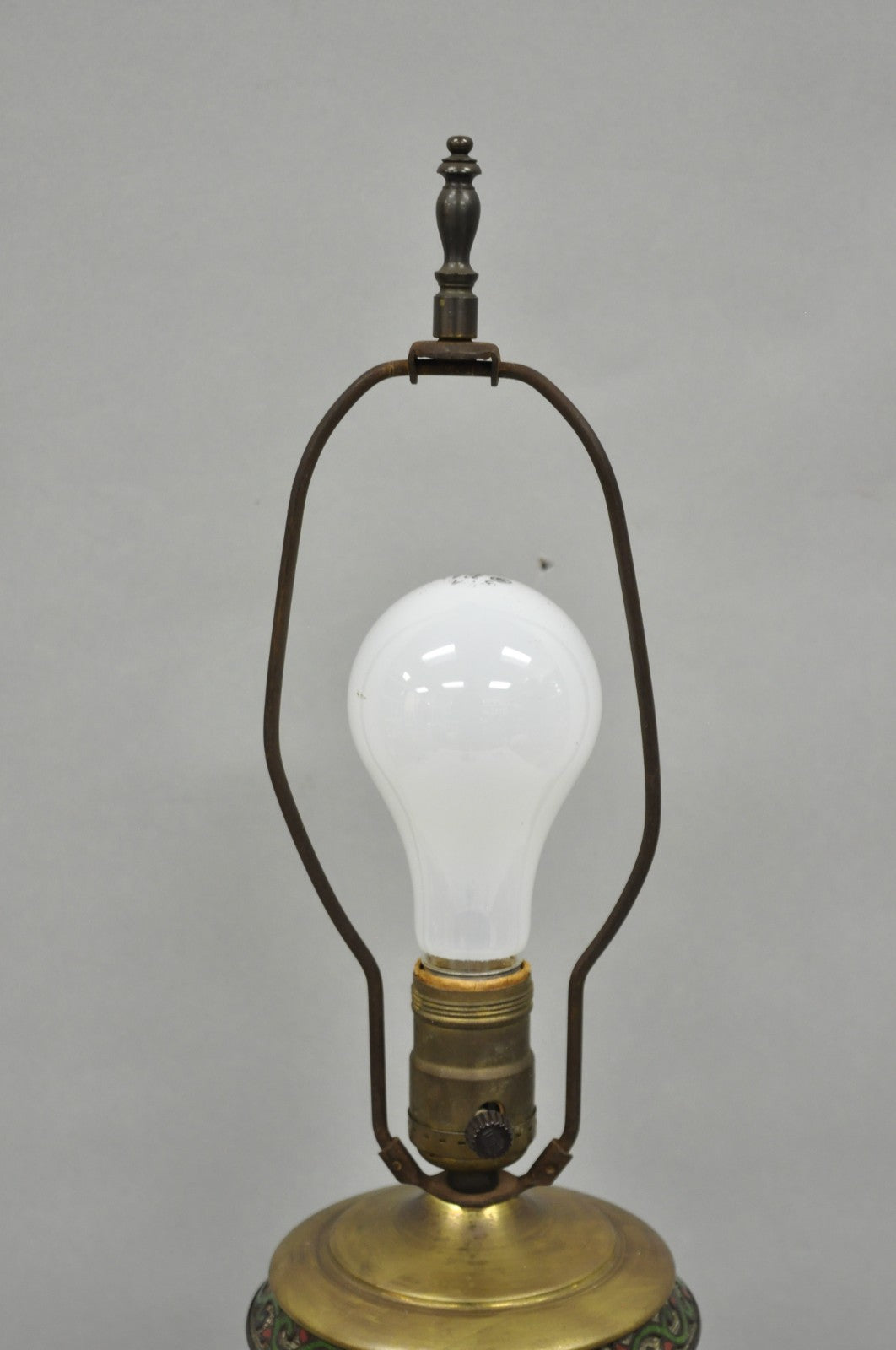 Antique Chinese Porcelain Enamel Bronze Oriental Cloisonne Champleve Table Lamp