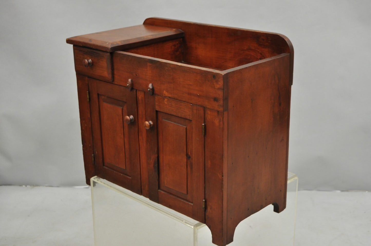 Antique Salesman Sample Primitive Miniature Pine Wood Small Dry Sink Washstand