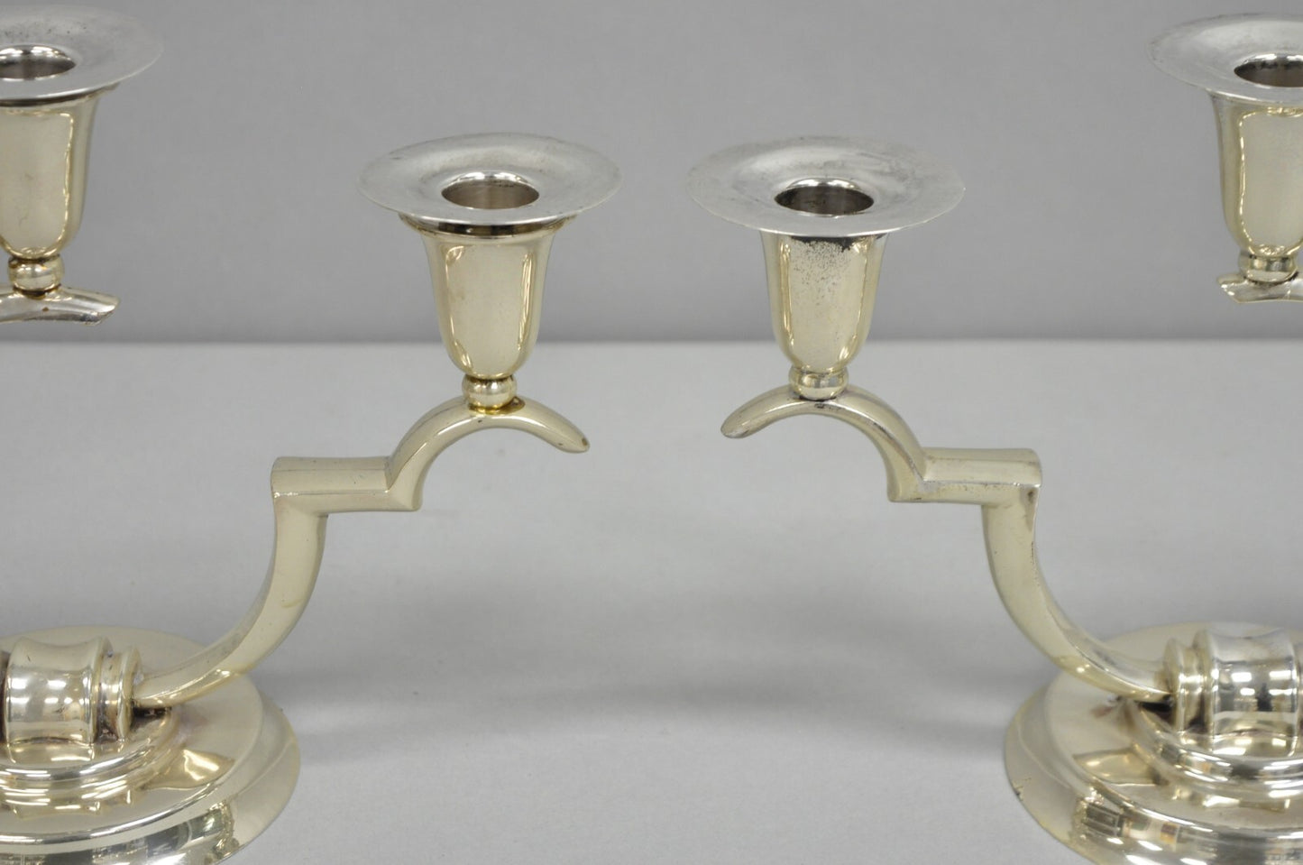 Salvador de la Serna Art Deco Sculptural 925 Sterling Silver Candlestick - Pair