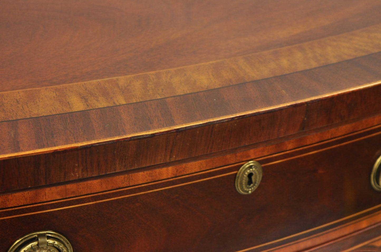 Baker Historic Charleston Mahogany Inlaid Demilune Hepplewhite Sideboard Buffet