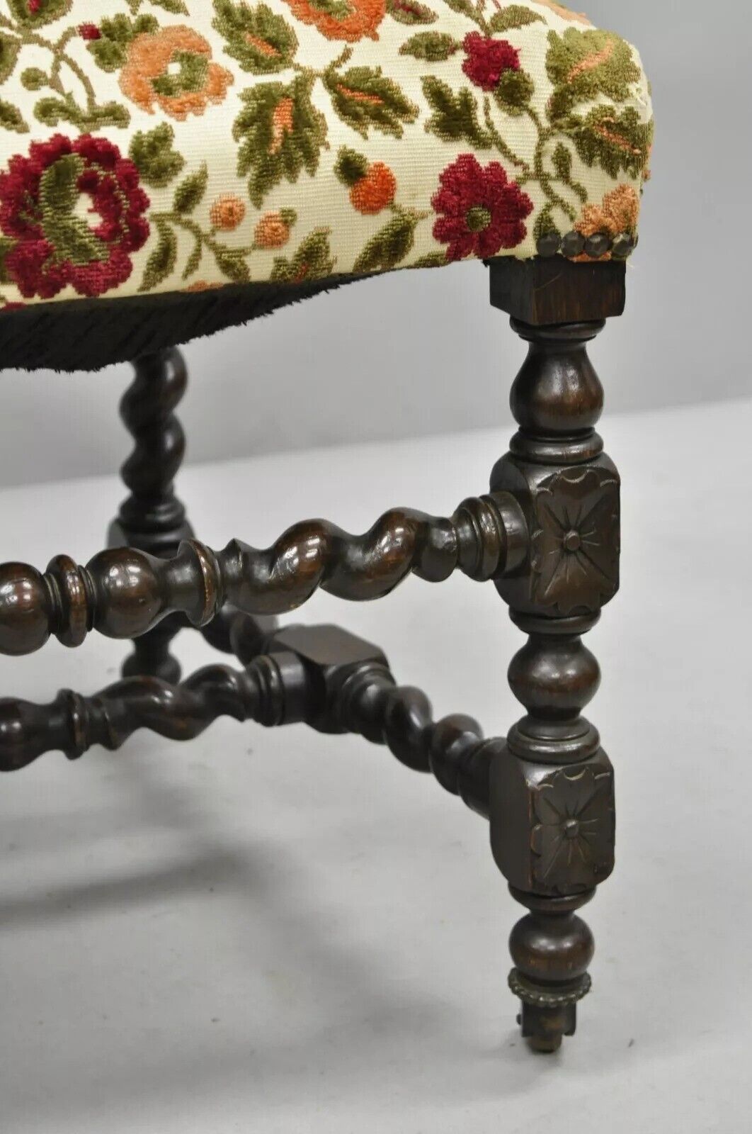 Antique 19th C. Renaissance Revival Carved Walnut Figural Throne Side Chair