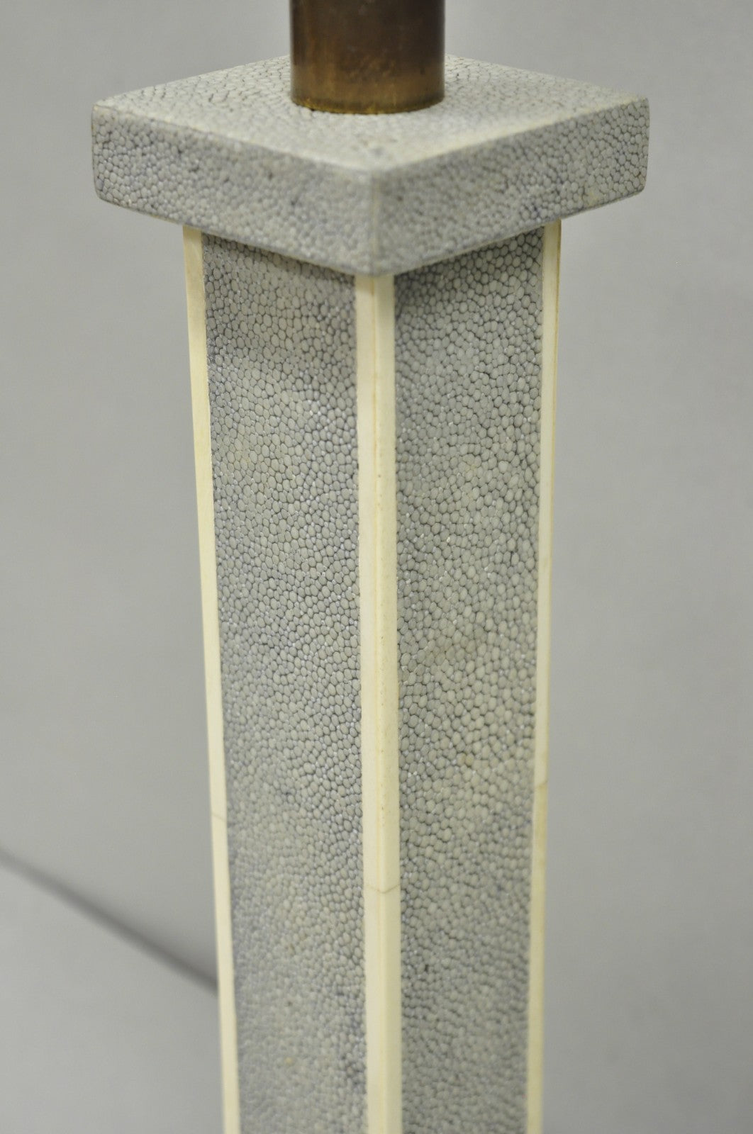 Vintage Faux Shagreen Sharkskin Column Gray Art Deco Style Decorator Table Lamp