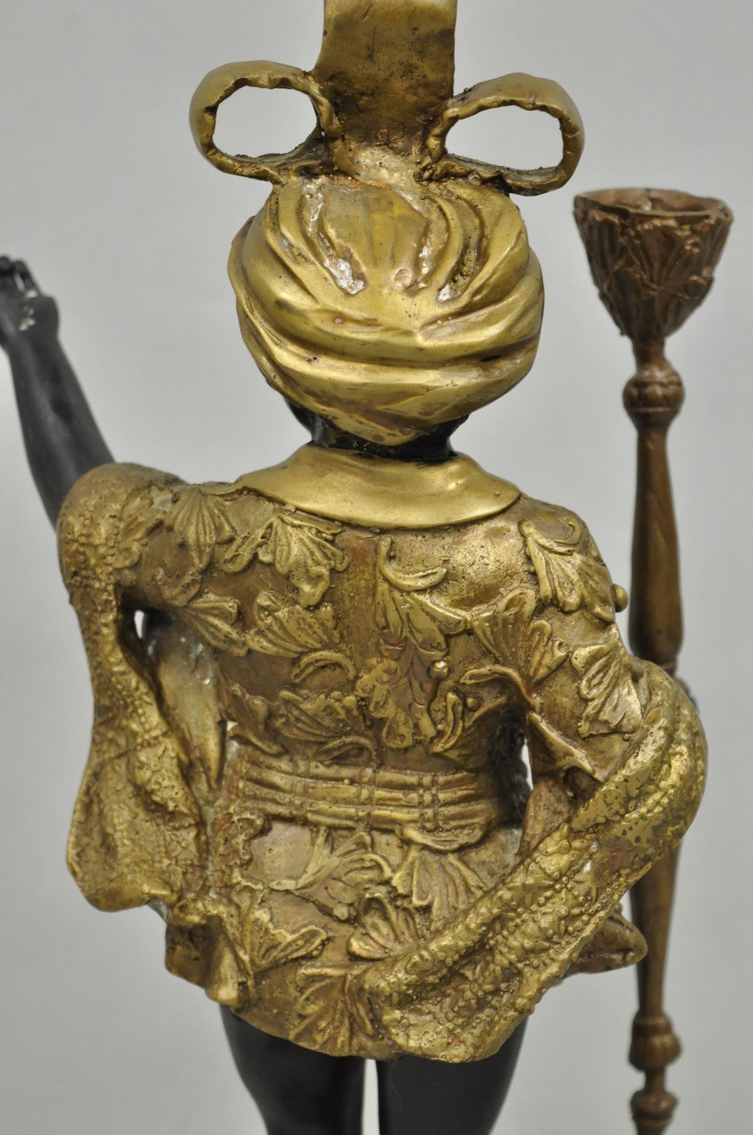 Vintage Moorish Venetian Blackamoor Figural Bronze Candelabra Candle Holder