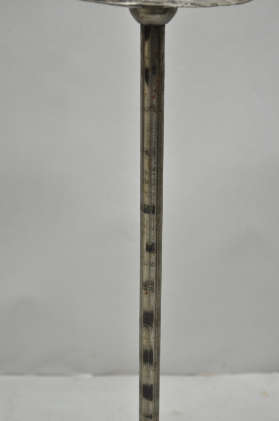 Vintage Spanish Gothic Hand Wrought Iron Candlestick Short Italian Floor Lamp