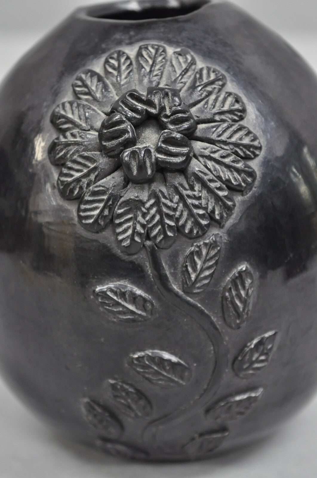 Dona Rosa Barro Negro Black Pottery 5" Flower Bud Vase Mexico Mid Century Modern