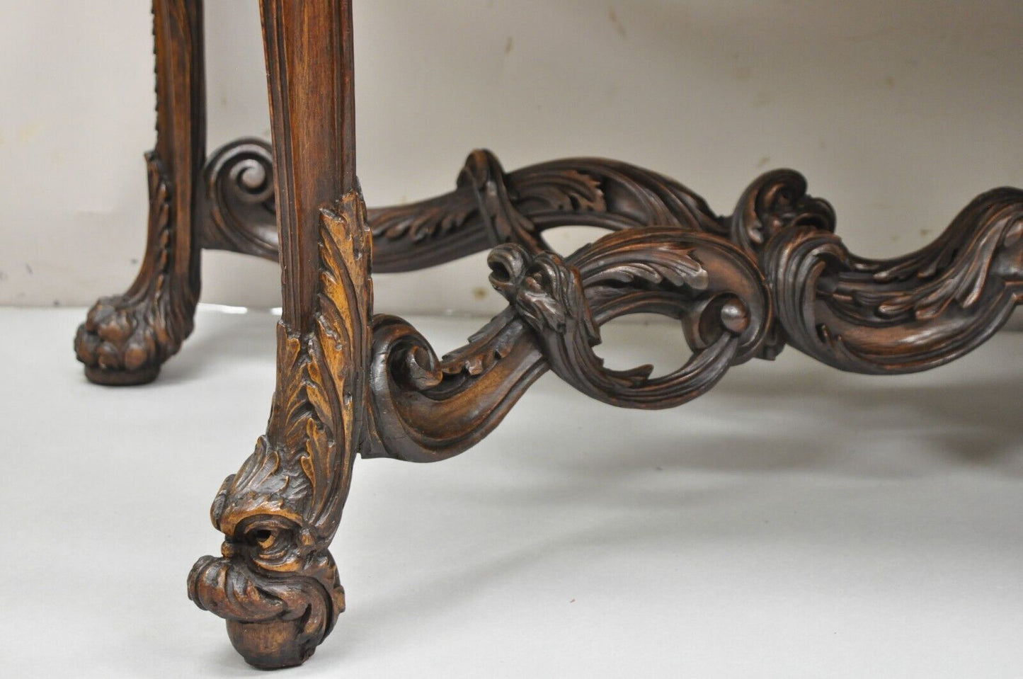 French Renaissance Louis XV Style Figural Carved Walnut Curio Display Buffet