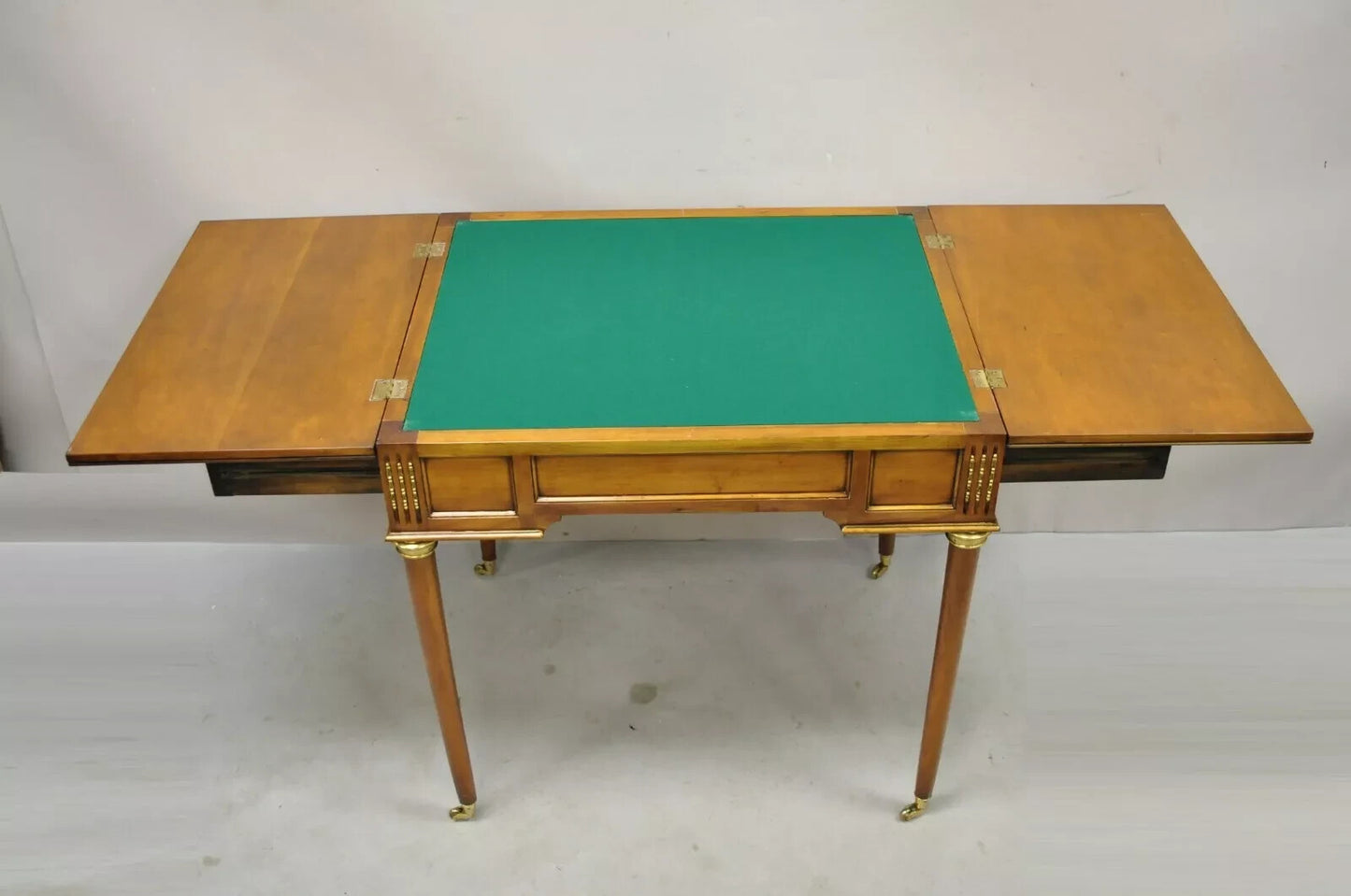 Vintage French Louis XVI Style Cherry Wood Flip Top Backgammon Card Game Table