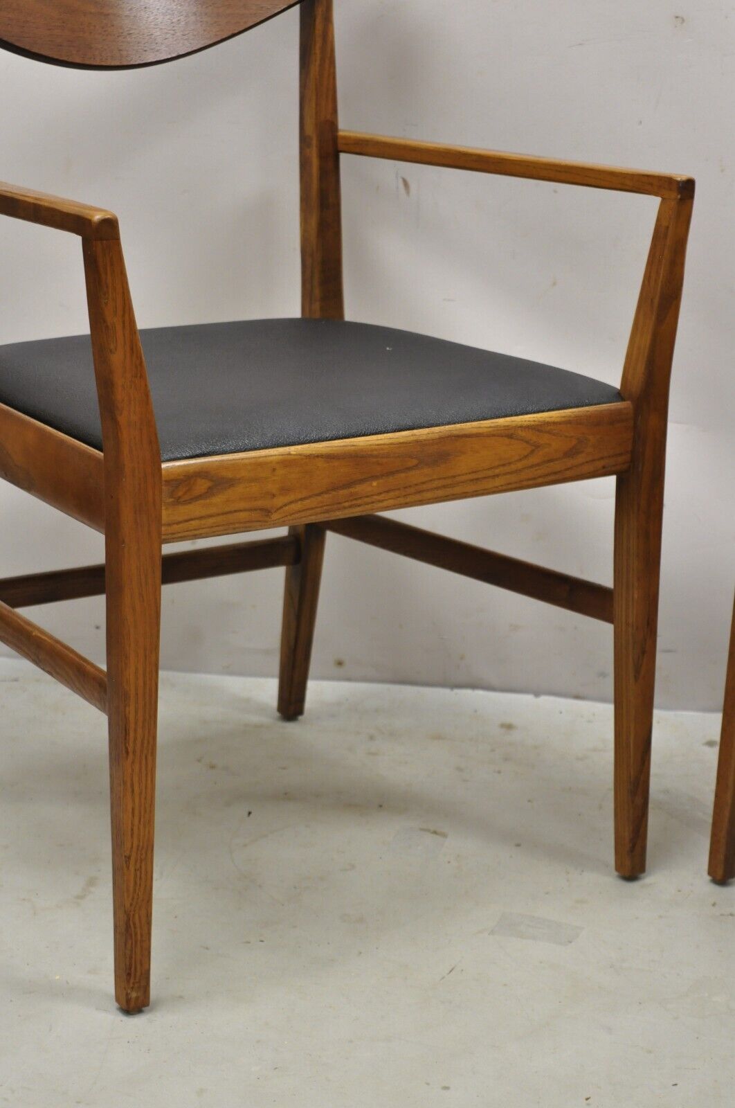 Stanley Mid Century Modern Cat Eye Vintage Walnut Dining Chairs - Set of 4