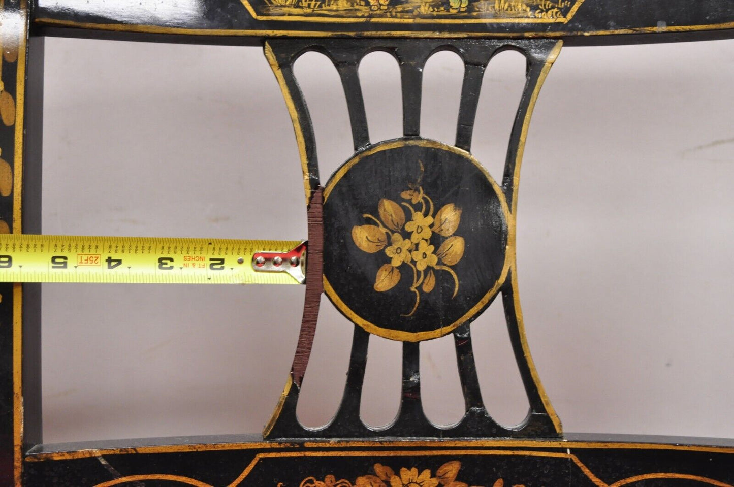 Union National Chinoiserie English Regency Black Painted Dining Chair - Set of 6