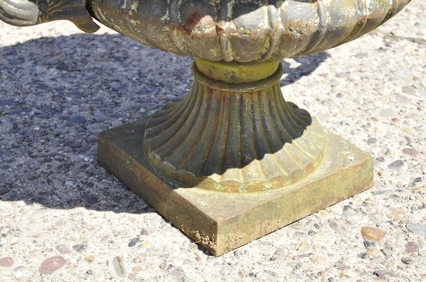 Cast Iron Victorian Style Vrn Form Garden Planters with Handles - a pair