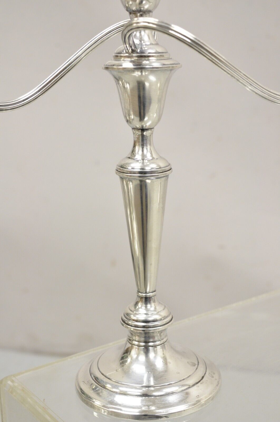Gorham 808/1 Weighted Sterling Silver 3 Light Candlestick Candle - a Pair