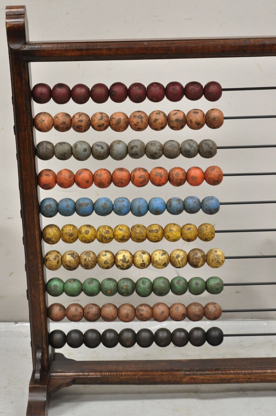 Large Vintage Mongolian Wooden Math Abacus with Painted Wooden Balls
