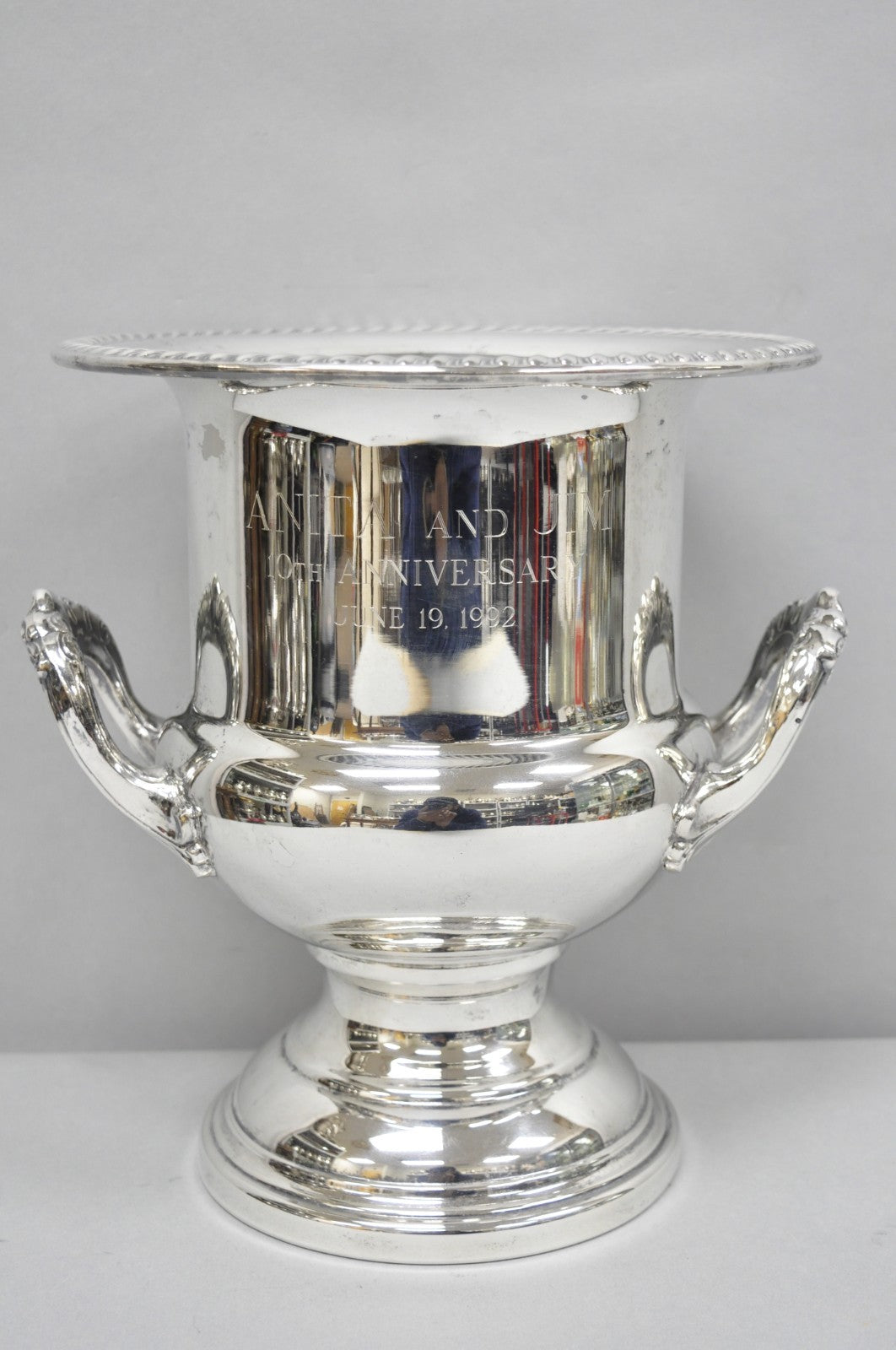 Vintage Silver Plated Trophy Cup Urn Champagne Chiller Ice Bucket 10 Anniversary