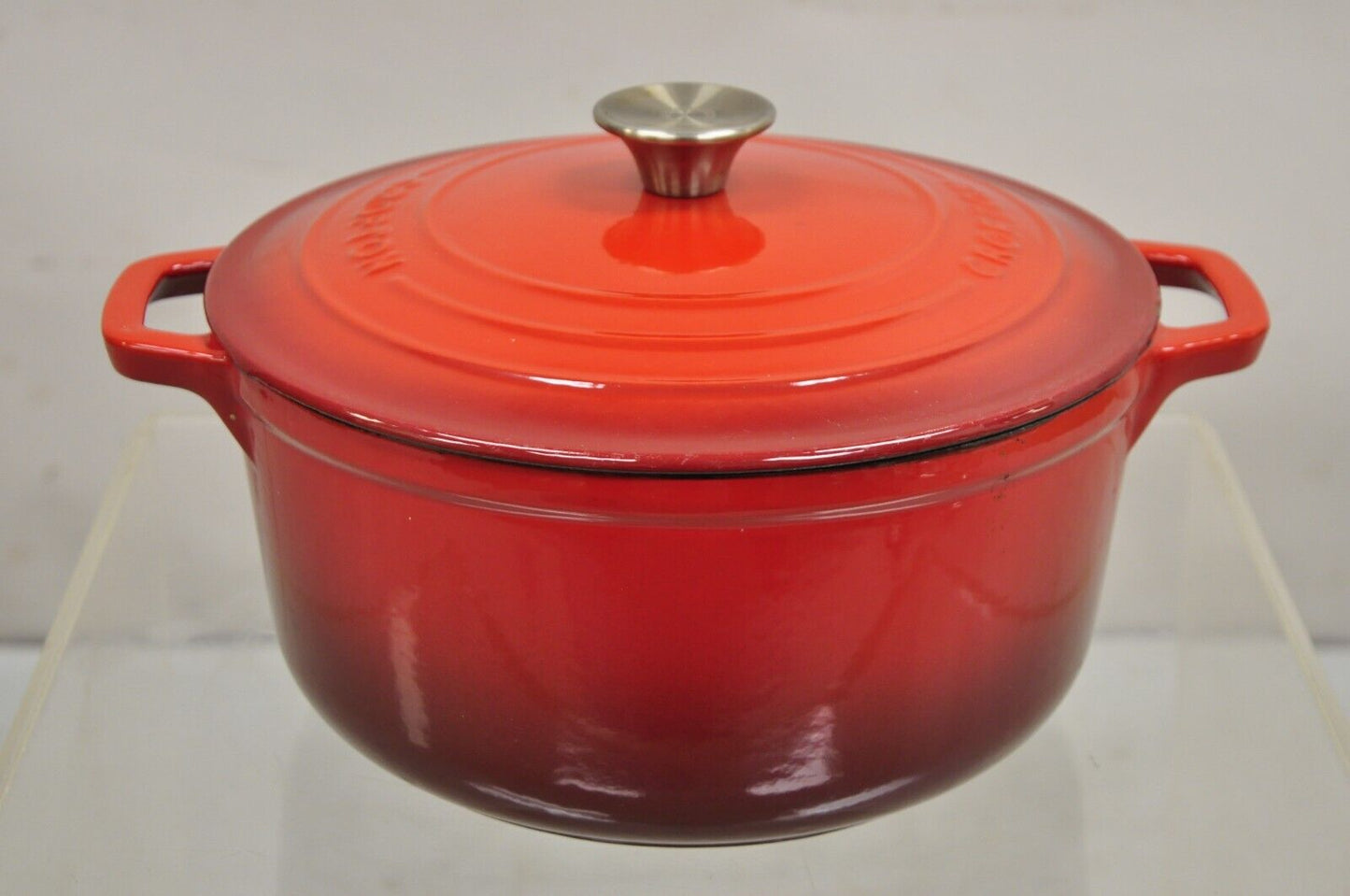Crofton Red Lava Enamel Cast Iron Lidded Dutch Oven Pot 6 Qt
