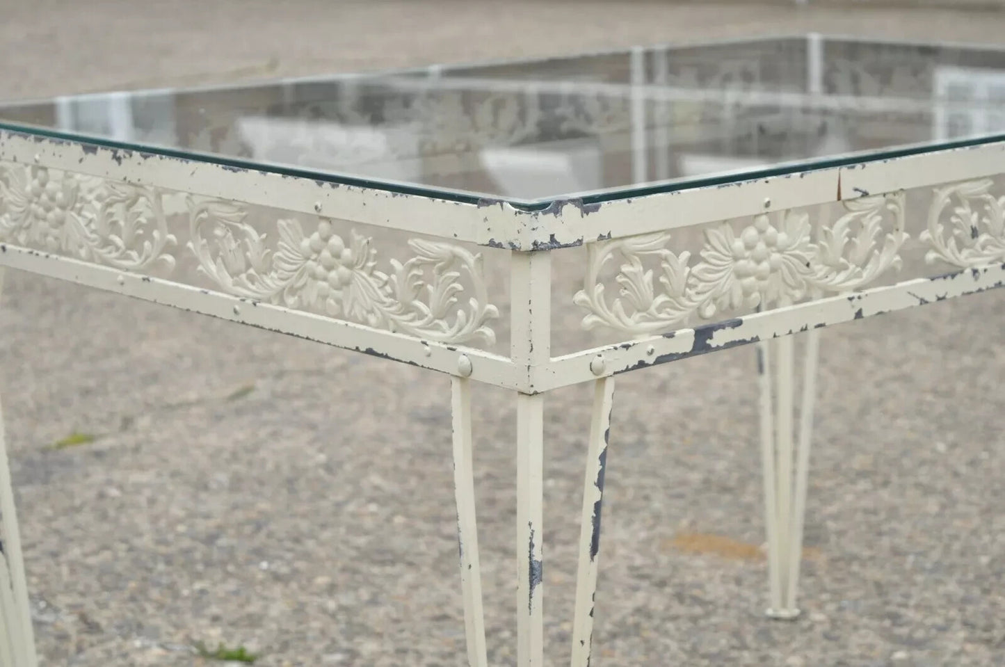 Vintage Victorian Grapevine Wrought Iron Garden Patio Dining Set - 7 Pc Set