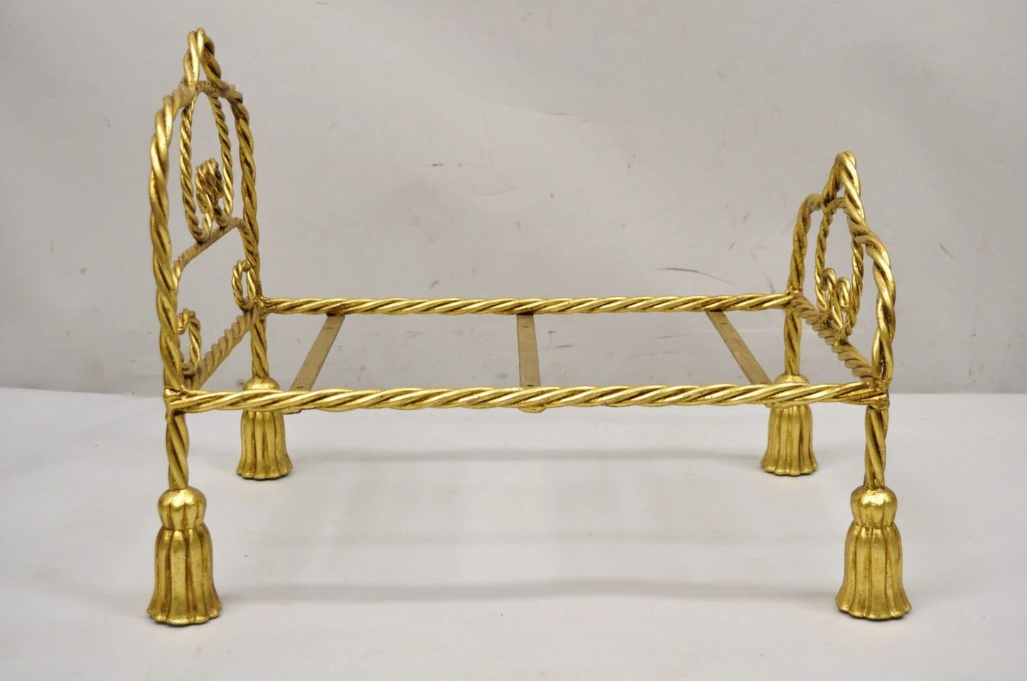 Vintage Italian Hollywood Regency Iron Tassel Frame Pet Cat Dog Bed or Doll Bed