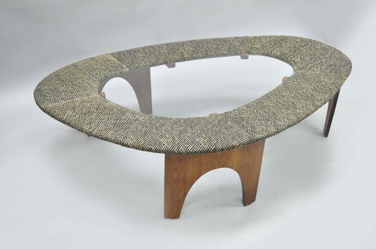 Henry P Glass Intimate Island Suite Walnut Upholstered Mid Century Coffee Table