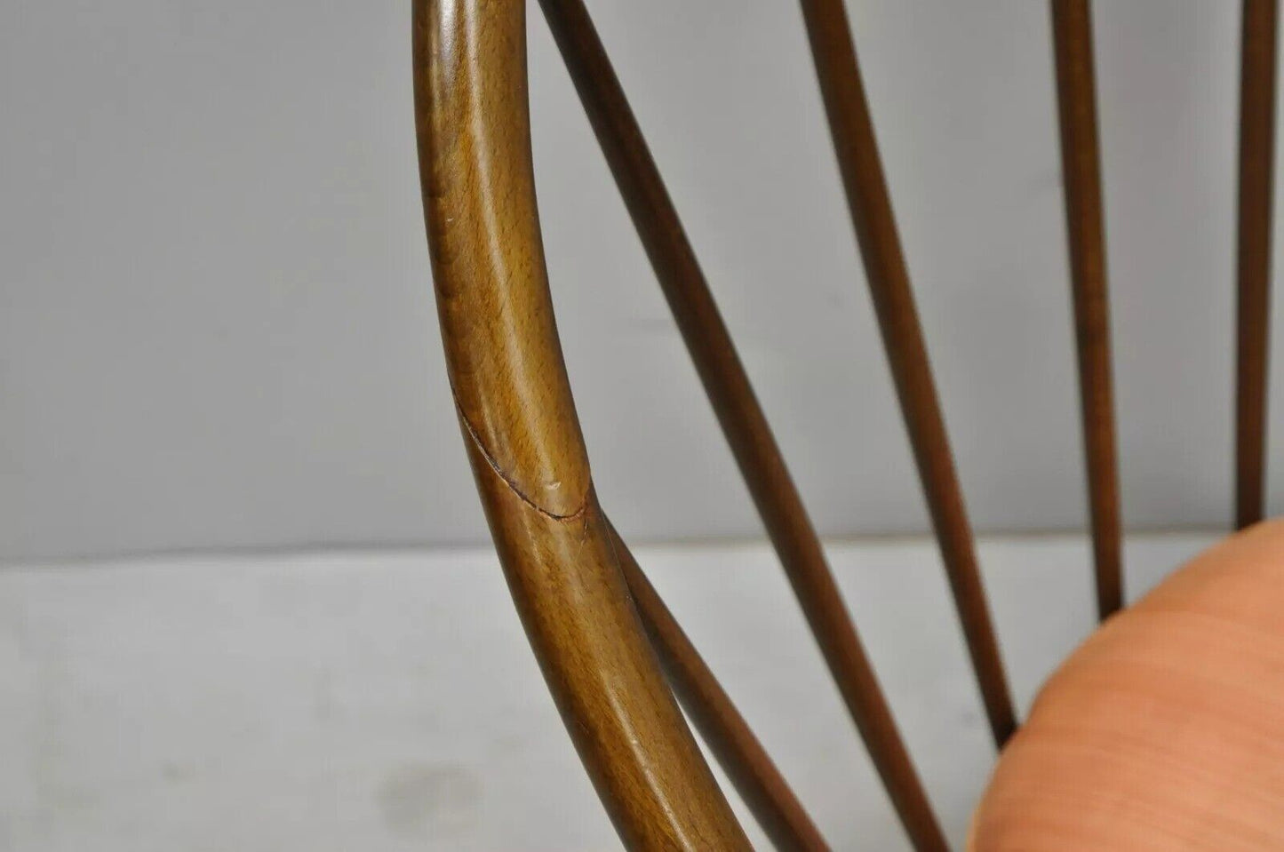 IB Kofod Larsen Selig Style Danish Modern Walnut Peacock Hoop Spindle Chair