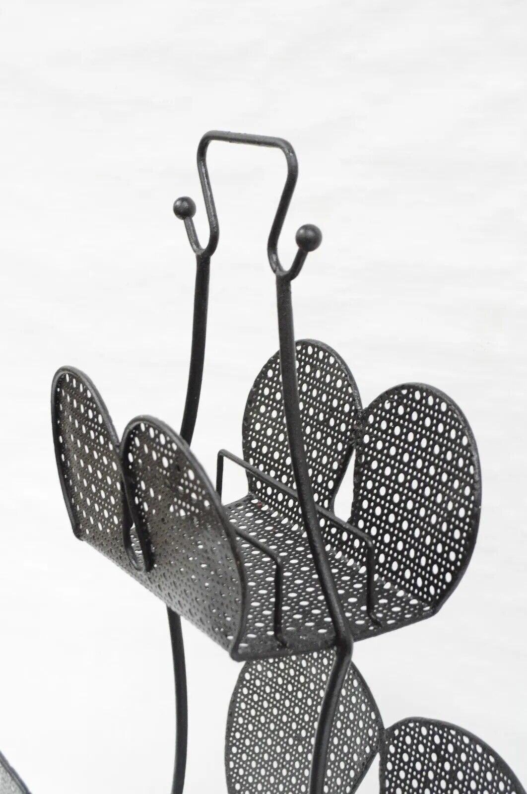 Mathieu Mategot Mid Century Modern Black Hairpin Metal Mesh 2 Tier Magazine Rack
