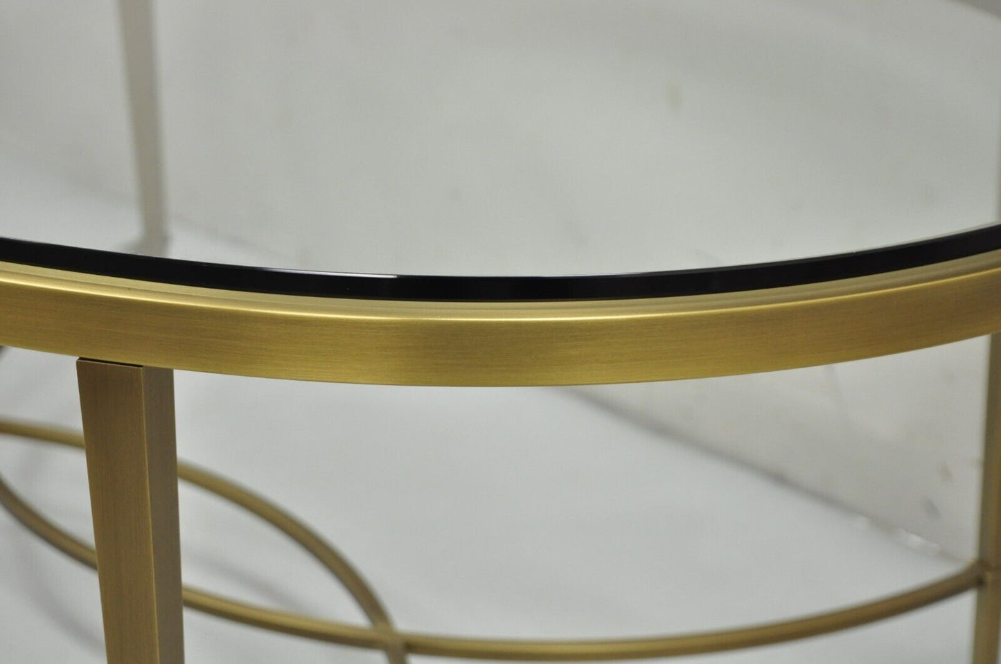Thomas Pheasant for Baker Modern Oval Glass Top Brass Cocktail Coffee Table
