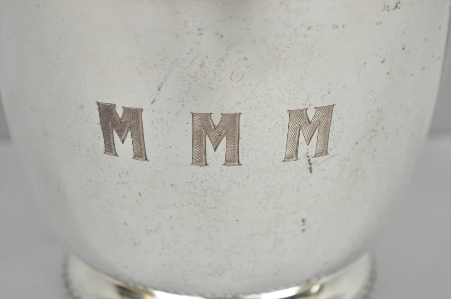 Vintage Art Deco Modern Silver Plated Lidded Bar Ice Bucket w/ "MMM" Monogram
