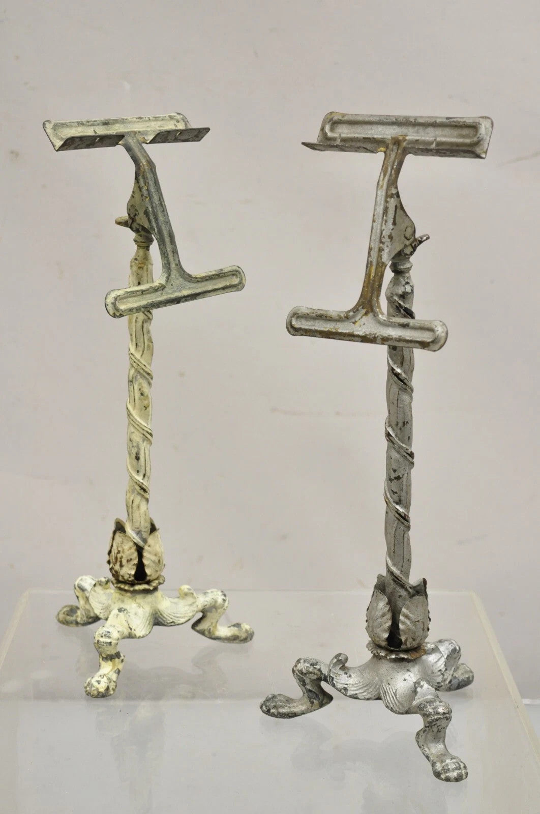 Antique Victorian Cast Iron Tripod Paw Feet General Store Retail Display - Pair