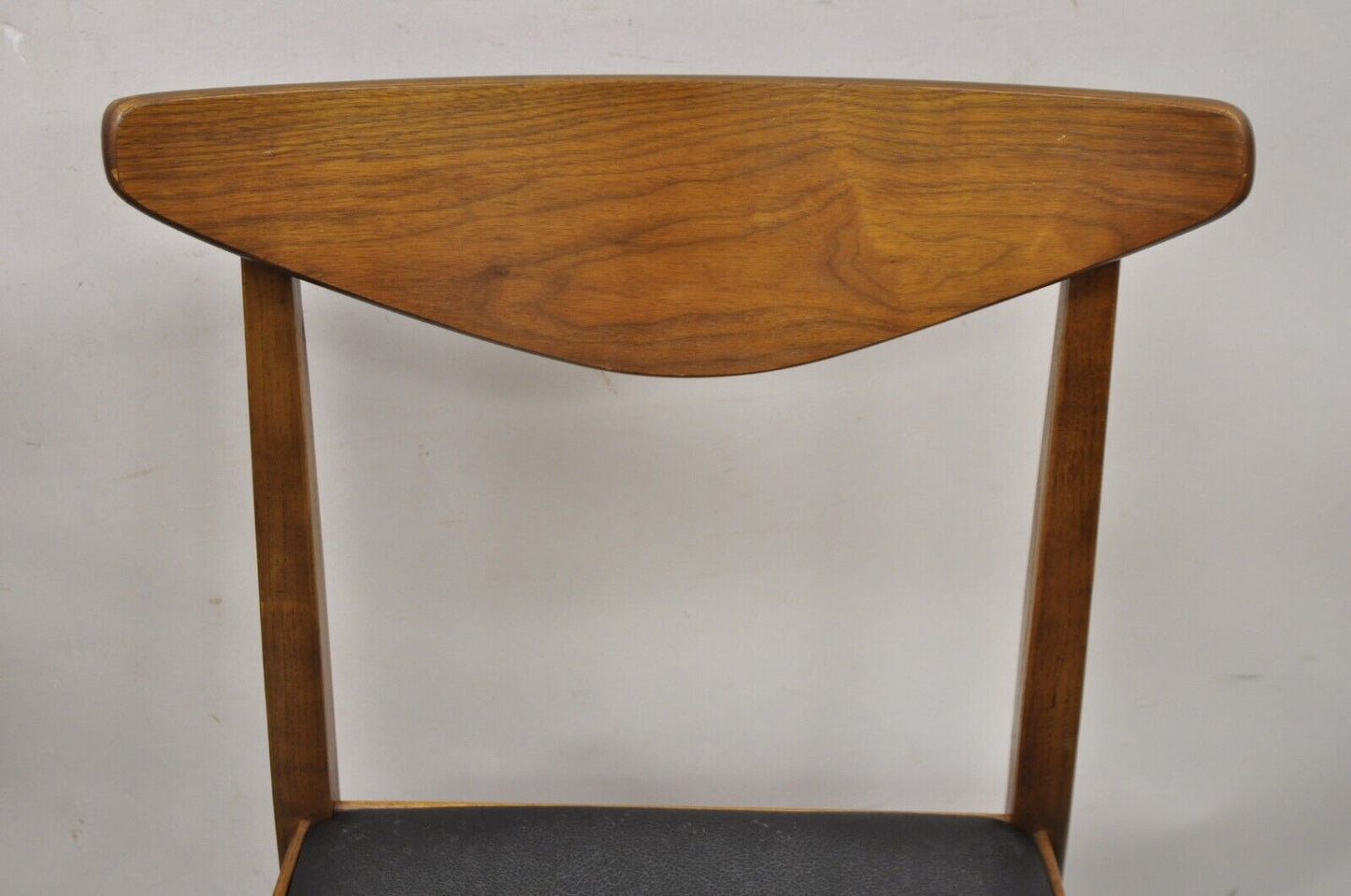 Stanley Mid Century Modern Cat Eye Vintage Walnut Dining Chairs - Set of 4