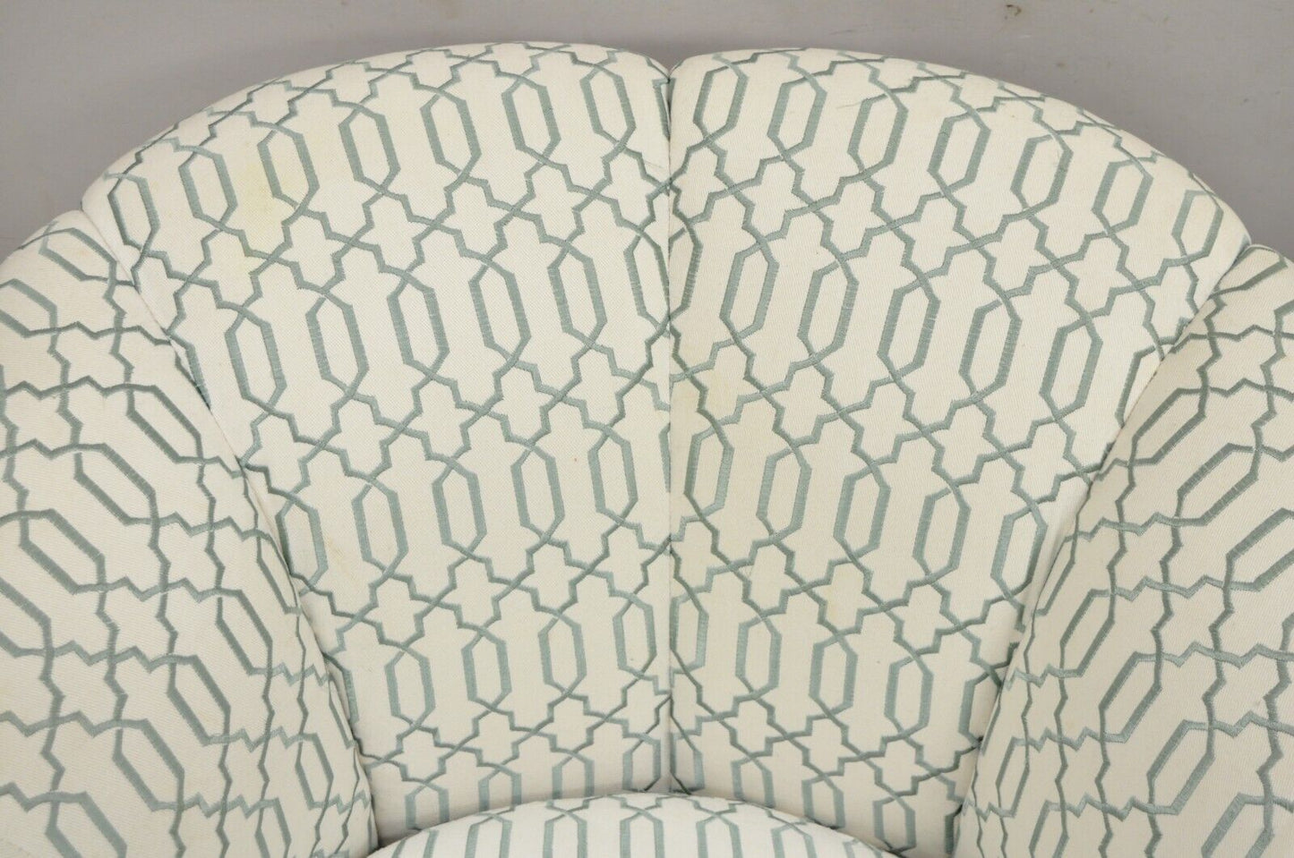 Sherrill Seafoam Green & Off White Swivel Rocker Barrel Back Club Chairs - Pair