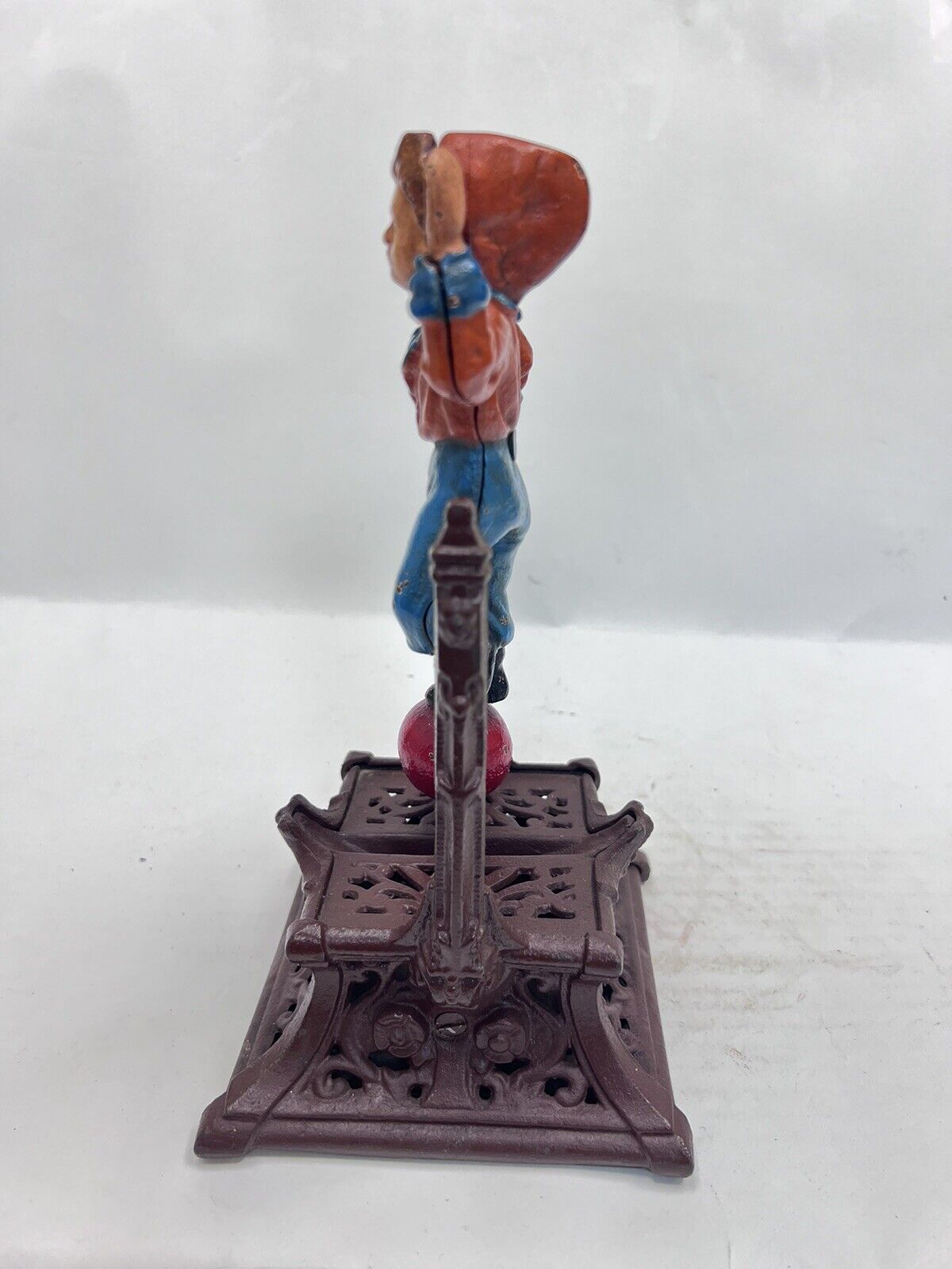 Vintage Cast Iron Still Bank Boy On Trapeze Book Of Knowledge Mechanical Bank