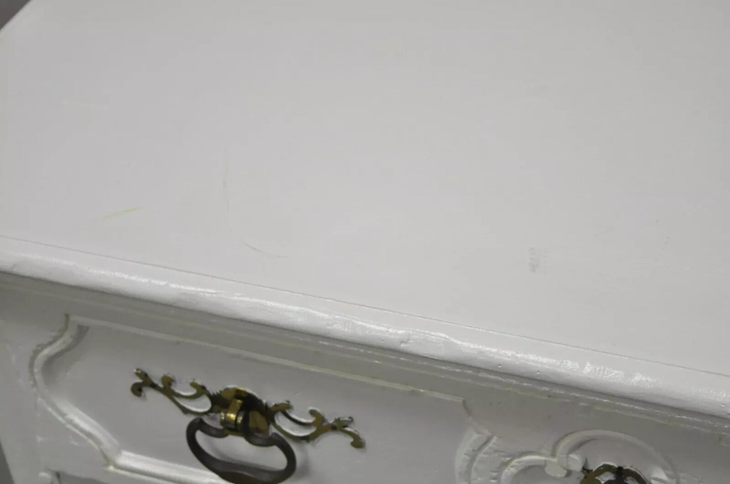 Vintage Baker French Country Regency Hoof Foot White One Drawer Console Table